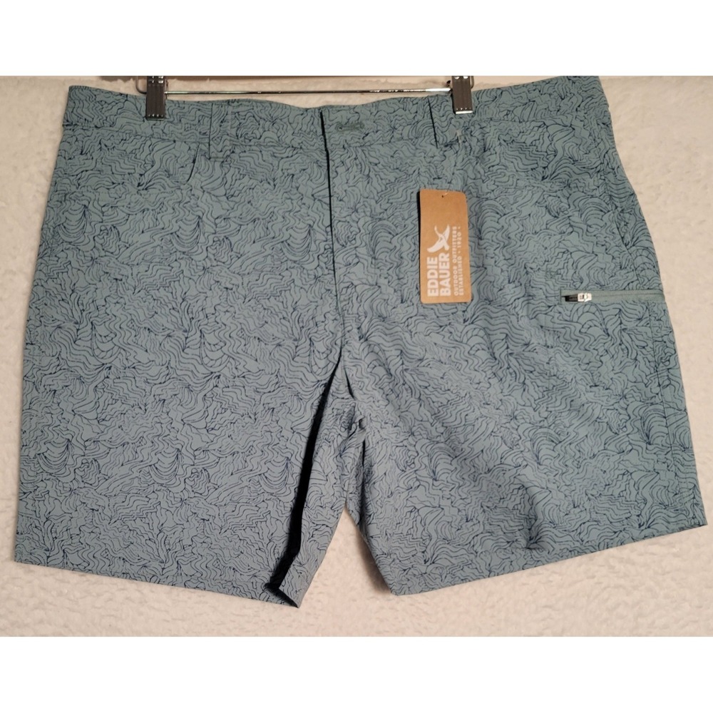 Eddie Bauer Women's Shorts Sz 16 Mid Rise Rainier Print Zip NEW NWT Green 1800